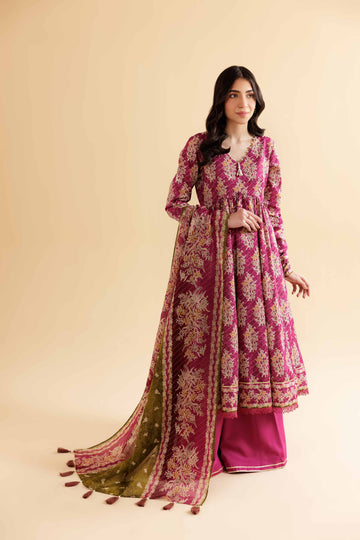 3 Pcs Unstitched Printed Lawn Suit DN-610