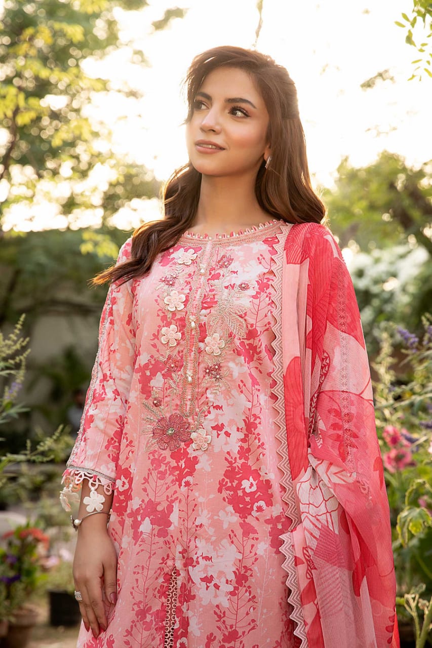 3 Pcs Unstitched Printed Lawn Suit by Maria.B