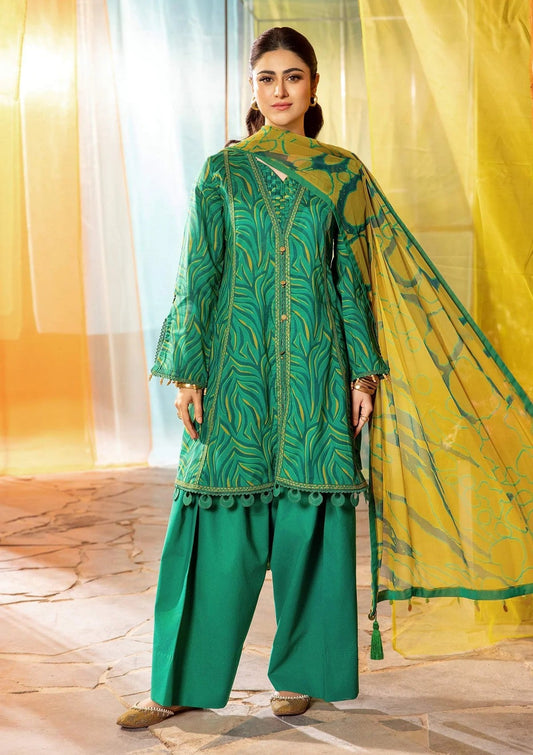 3 Pcs Unstitched Printed Lawn Suit DN-680