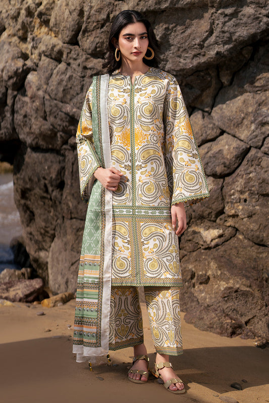 3 Pcs Unstitched Printed Lawn Suit DN-770
