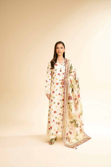 3 Pcs Unstitched Printed Lawn Suit DN-520