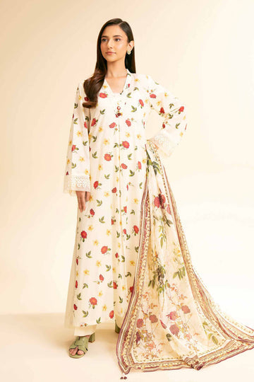 3 Pcs Unstitched Printed Lawn Suit DN-520