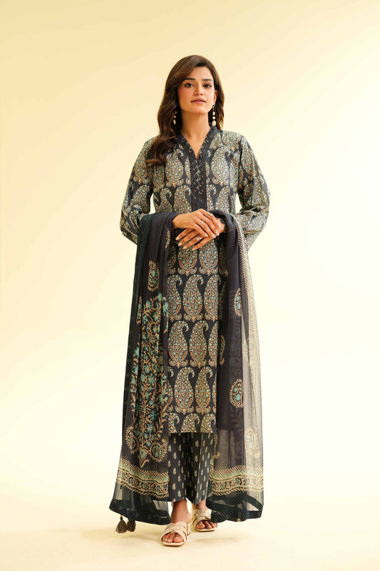 3 Pcs Unstitched Printed Lawn Suit DN-570