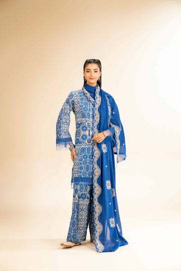 3 Pcs Unstitched Printed Lawn Suit DN-580