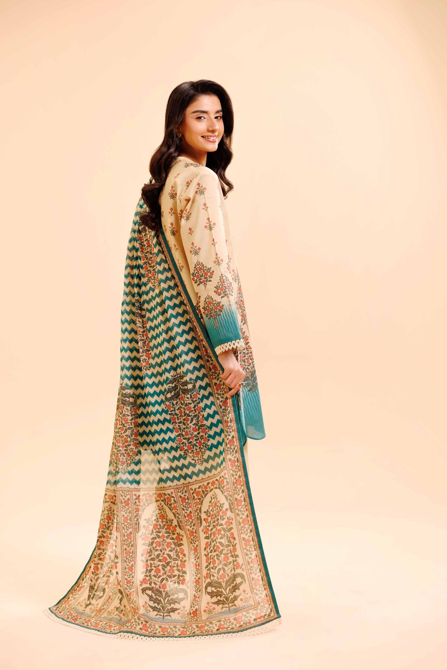 3 Pcs Unstitched Printed Lawn Suit by Nishat