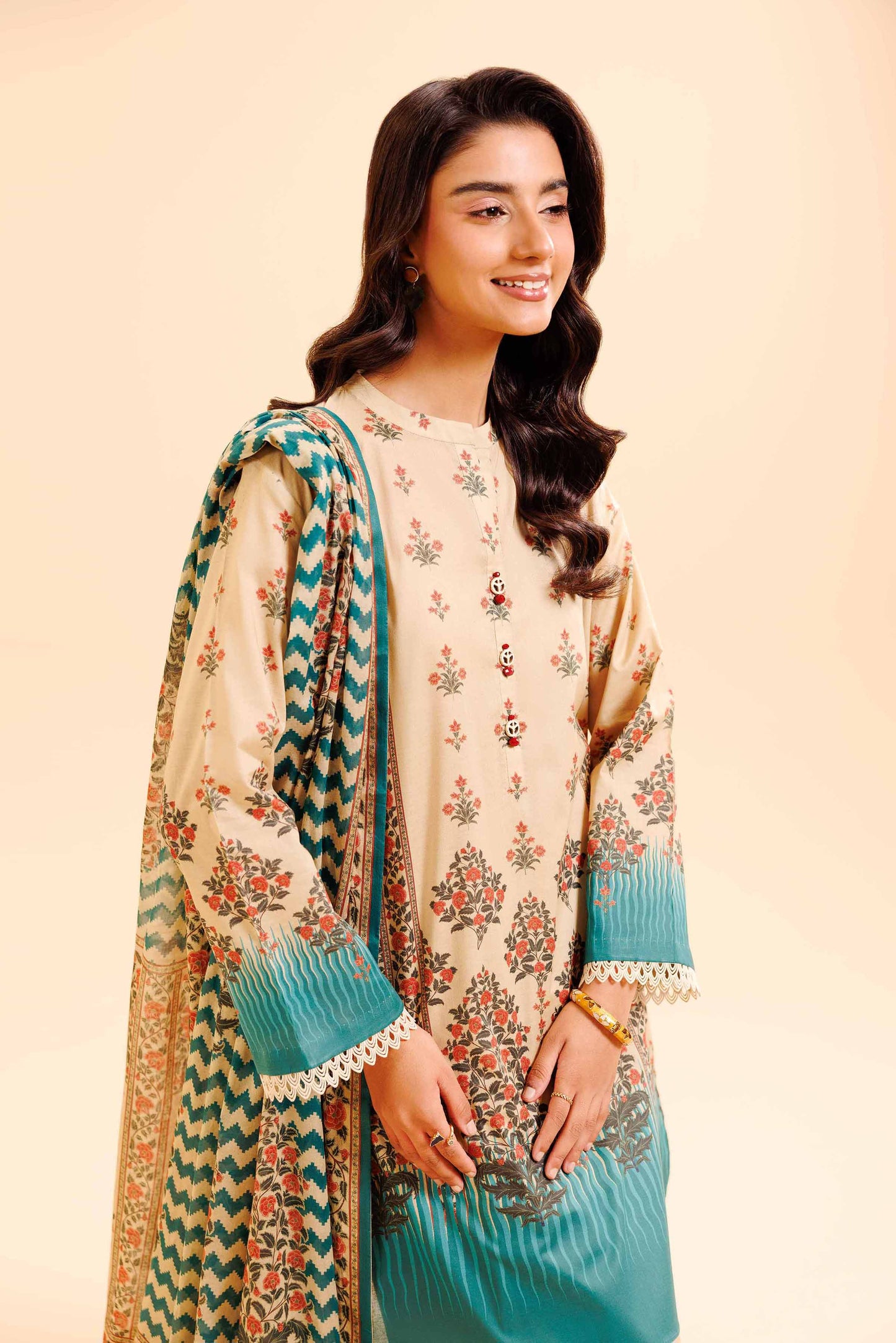 3 Pcs Unstitched Printed Lawn Suit by Nishat
