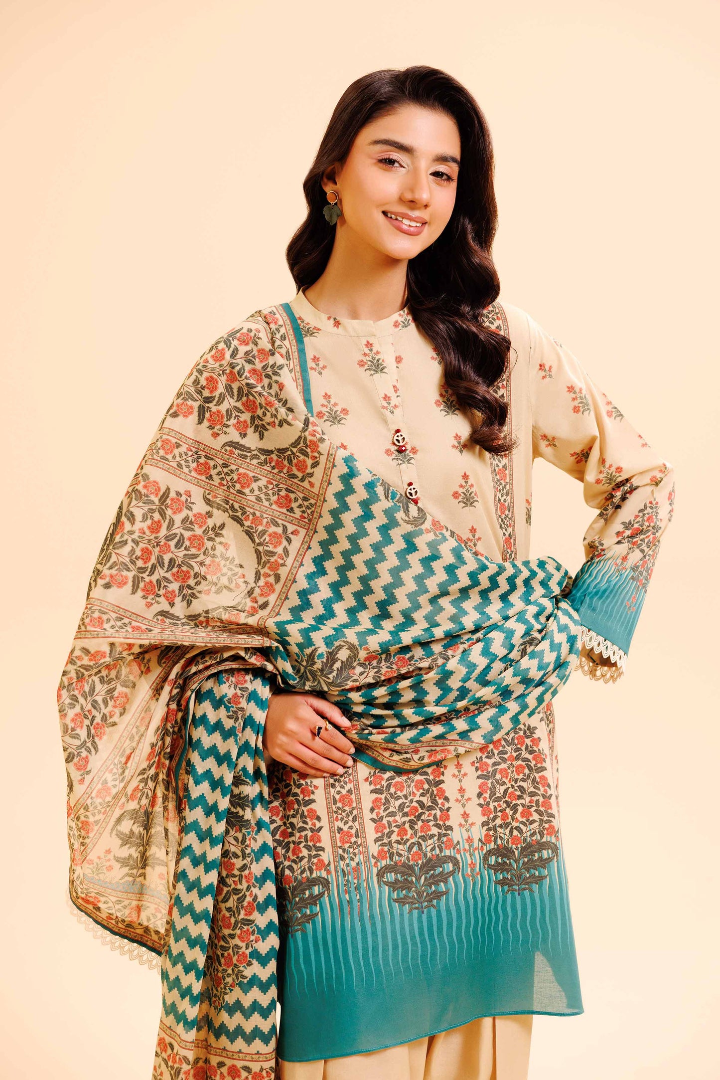 3 Pcs Unstitched Printed Lawn Suit by Nishat