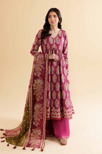 3 Pcs Unstitched Printed Lawn Suit DN-610