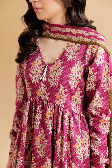 3 Pcs Unstitched Printed Lawn Suit DN-610