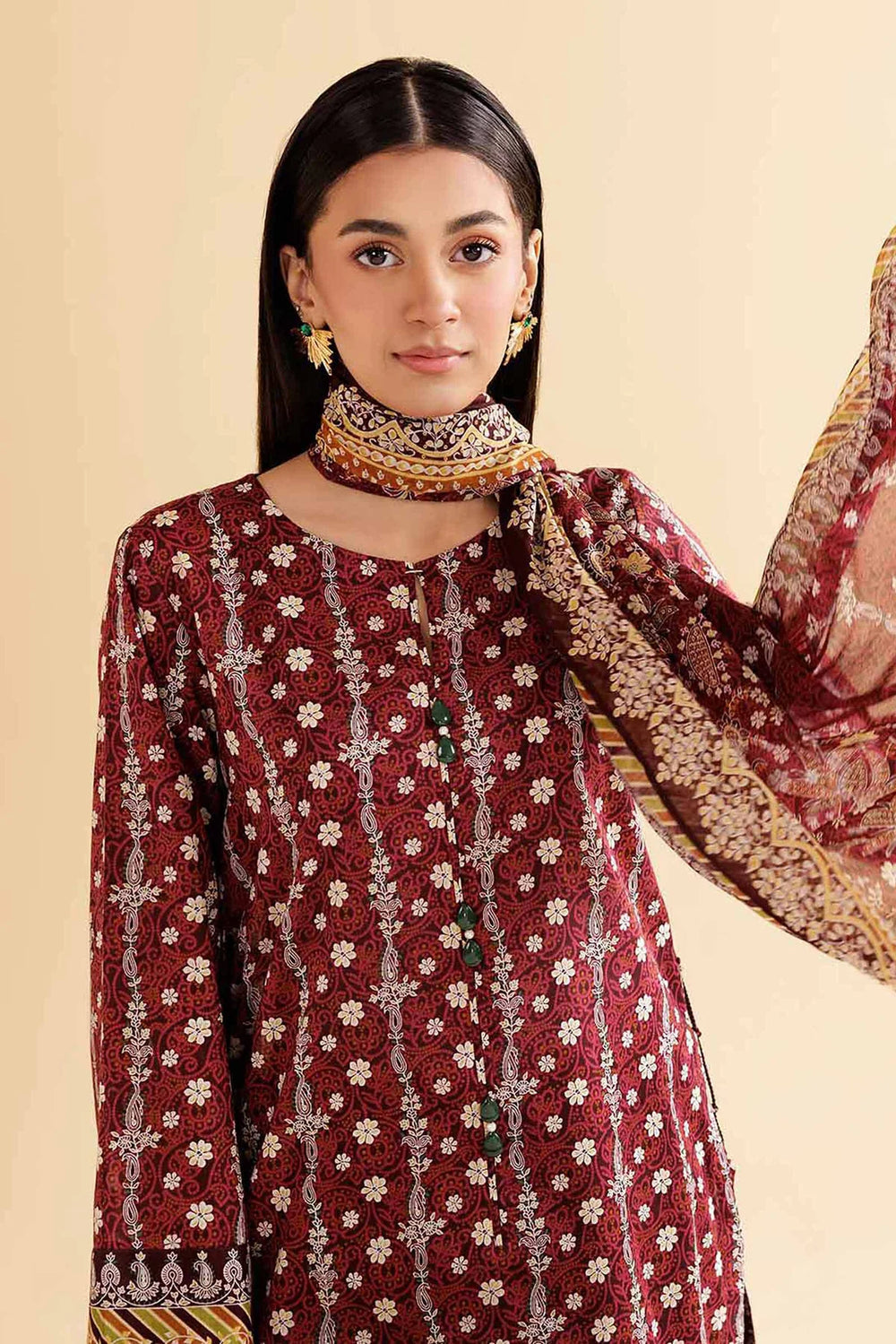 3 Pcs Unstitched Printed Lawn Suit DN-620