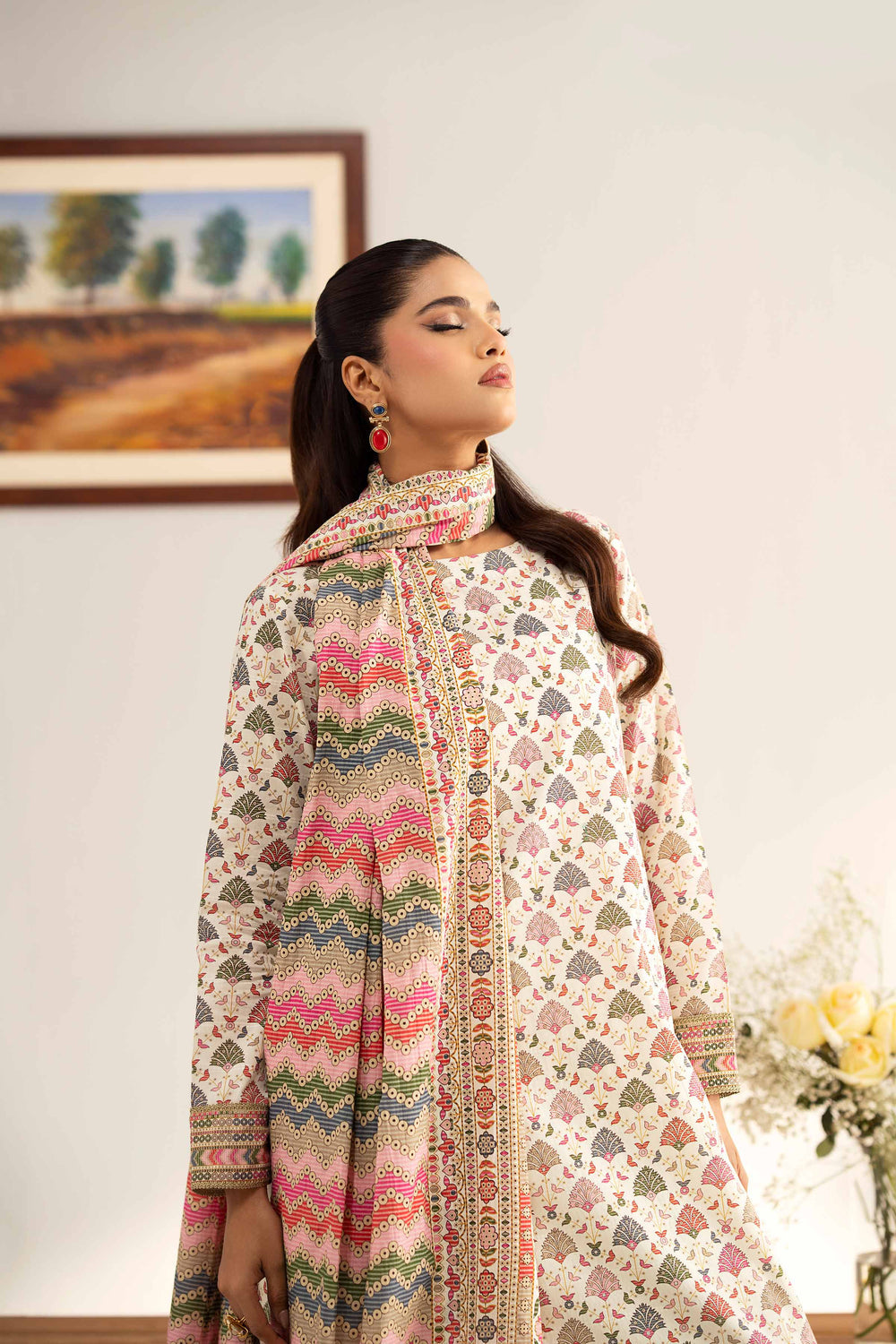 3 Pcs Unstitched Printed Lawn Suit DN-640