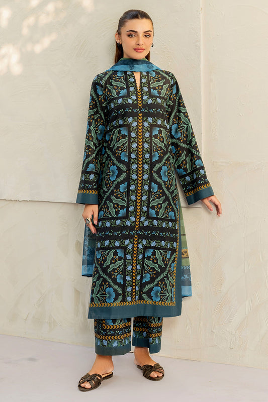 3 Pcs Unstitched Printed Lawn Suit DN-800