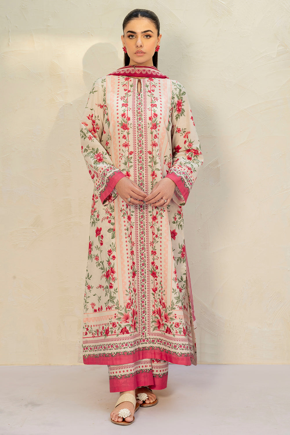 3 Pcs Unstitched Printed Lawn Suit DN-810