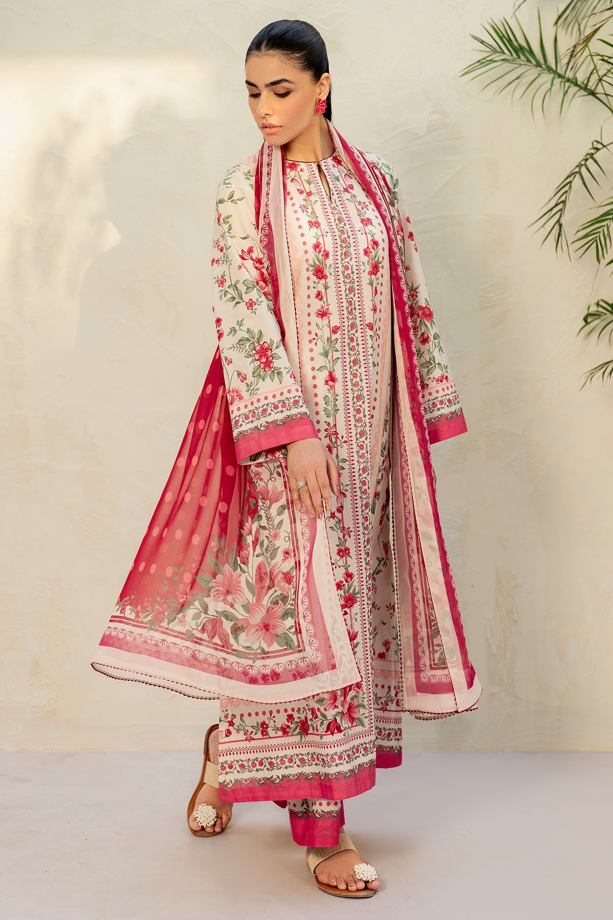 3 Pcs Unstitched Printed Lawn Suit DN-810