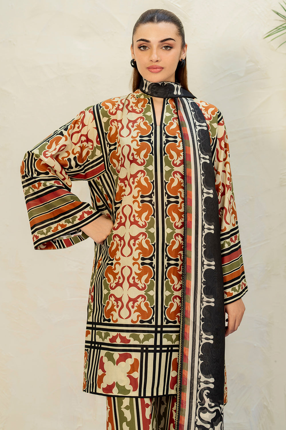 3 Pcs Unstitched Printed Lawn Suit DN-820
