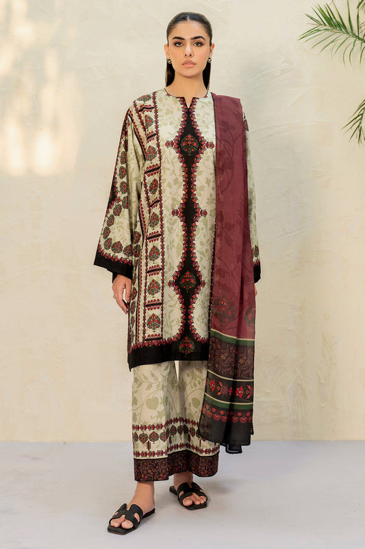 3 Pcs Unstitched Printed Lawn Suit DN-830