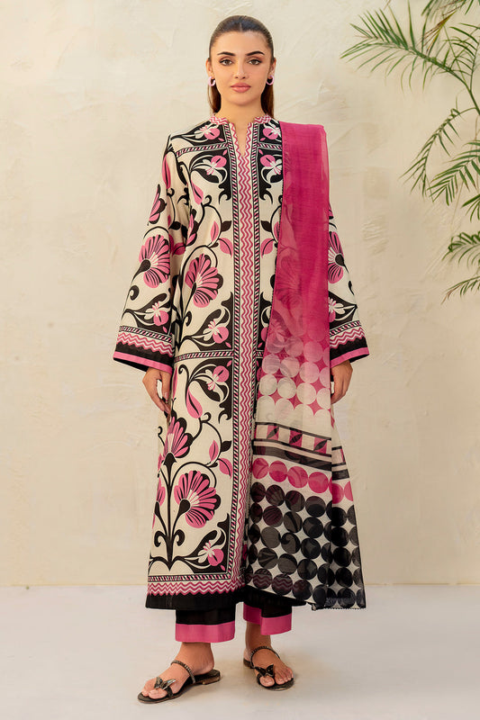 3 Pcs Unstitched Printed Lawn Suit DN-840