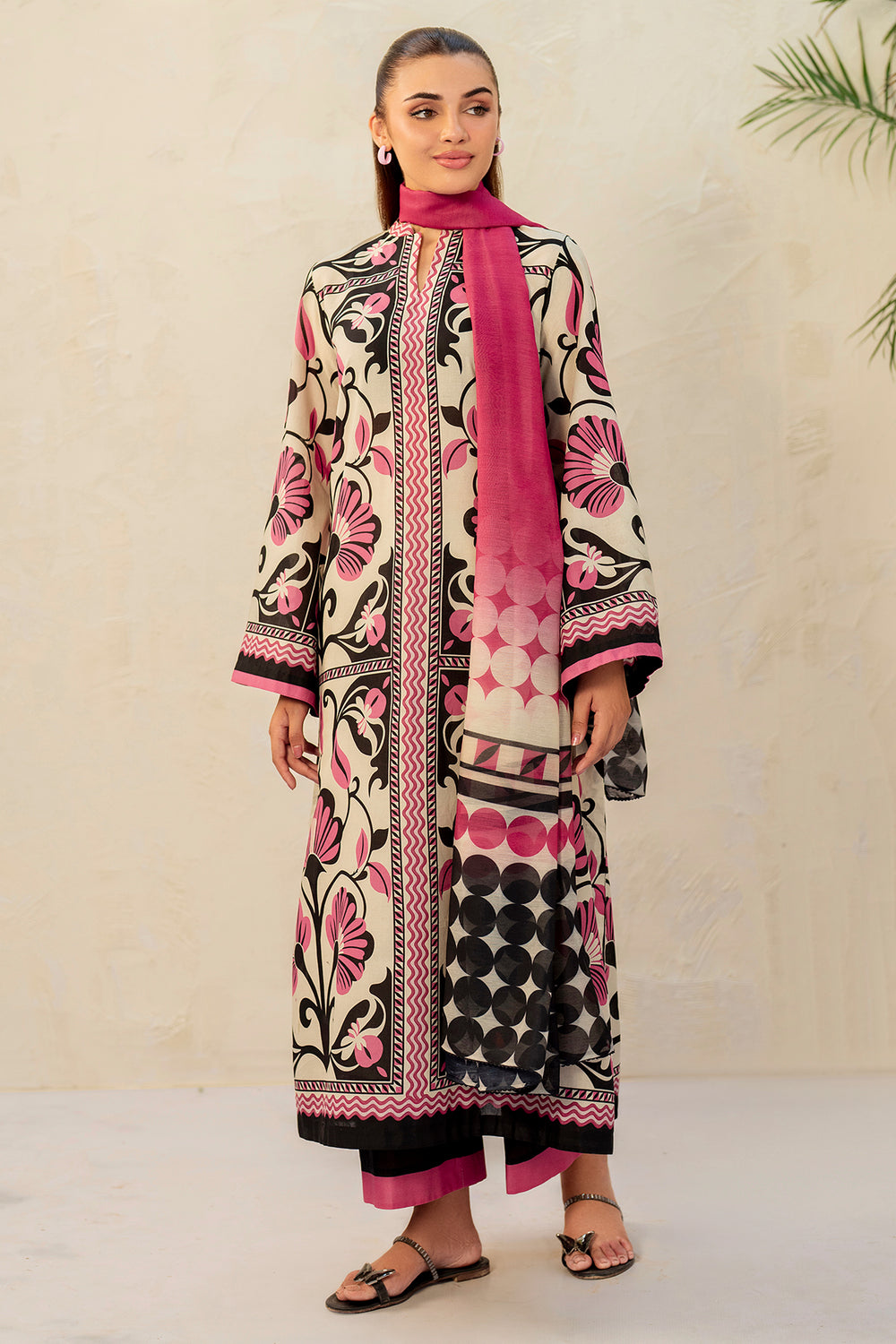 3 Pcs Unstitched Printed Lawn Suit DN-840