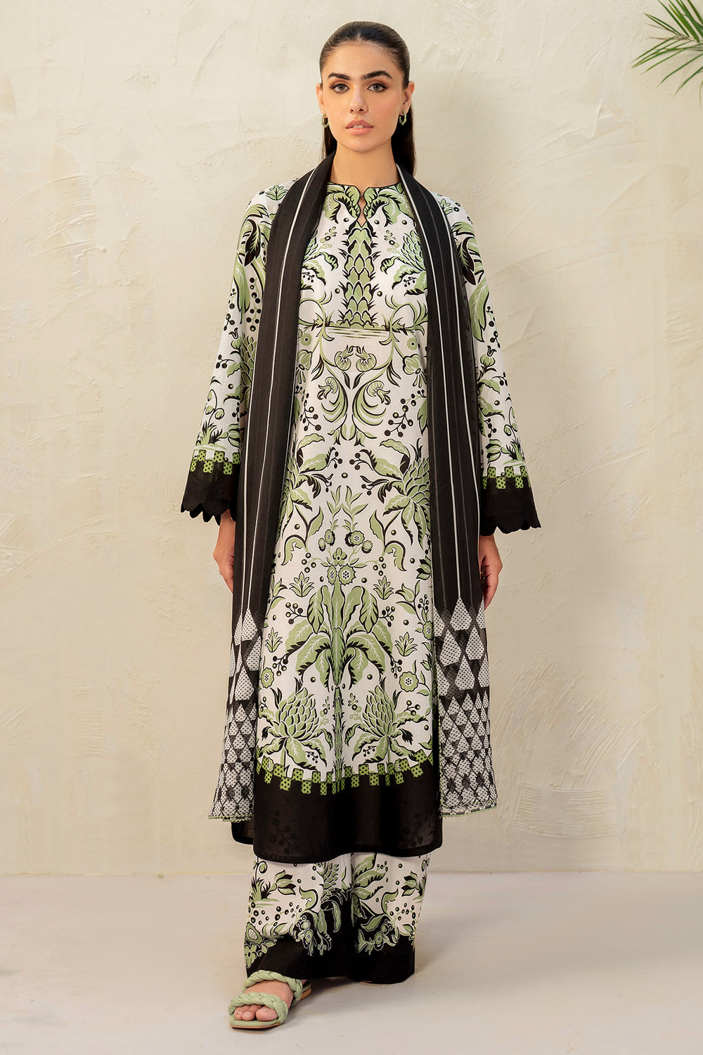 3 Pcs Unstitched Printed Lawn Suit DN-860