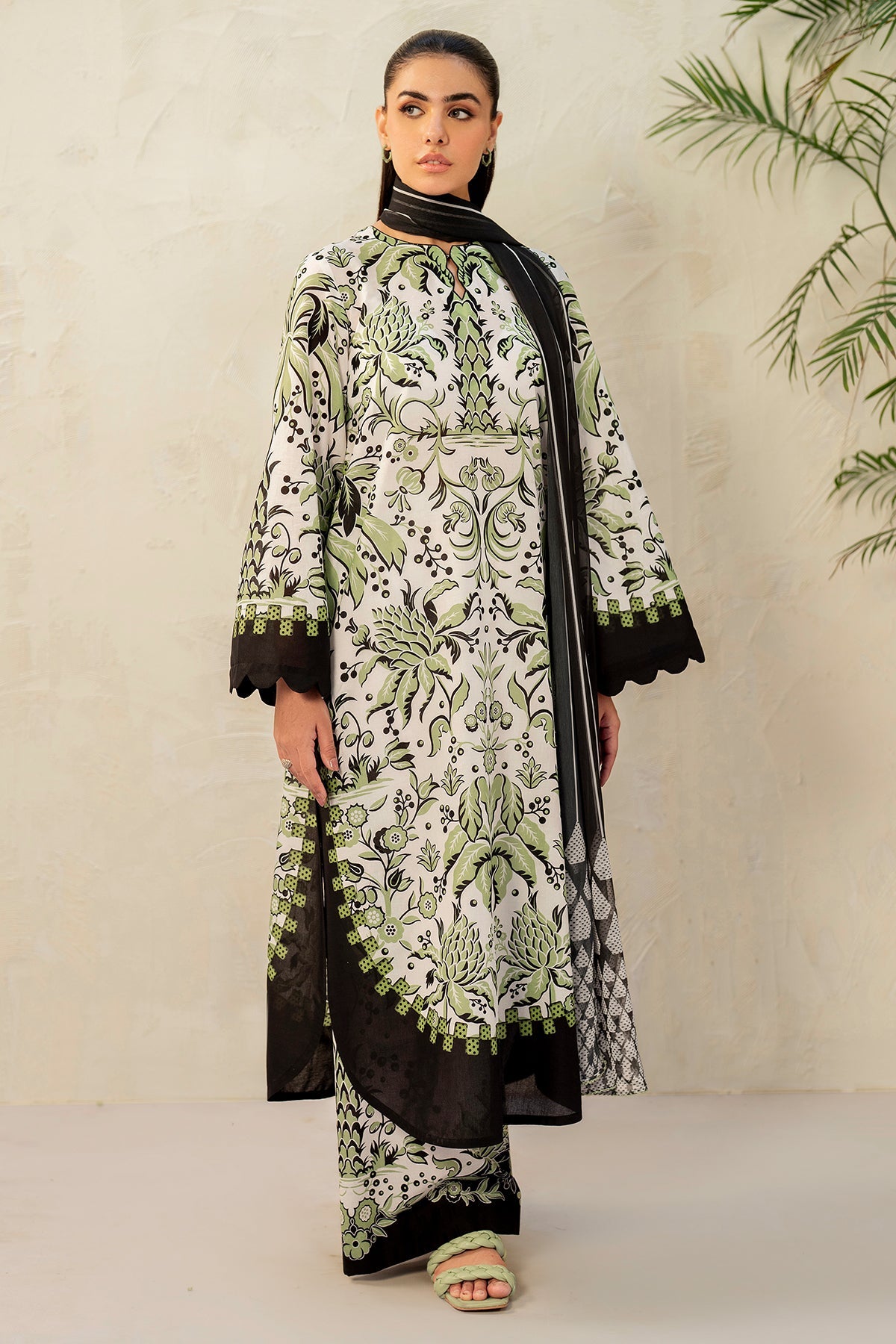 3 Pcs Unstitched Printed Lawn Suit DN-860