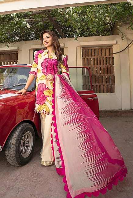 3 Pcs Unstitched Printed Lawn Suit by Maria.B
