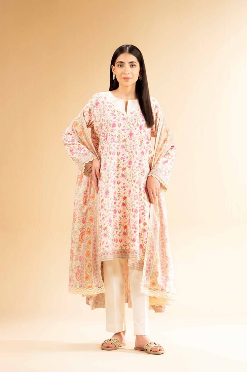 3 Pcs Unstitched Printed Lawn Suit by Nishat