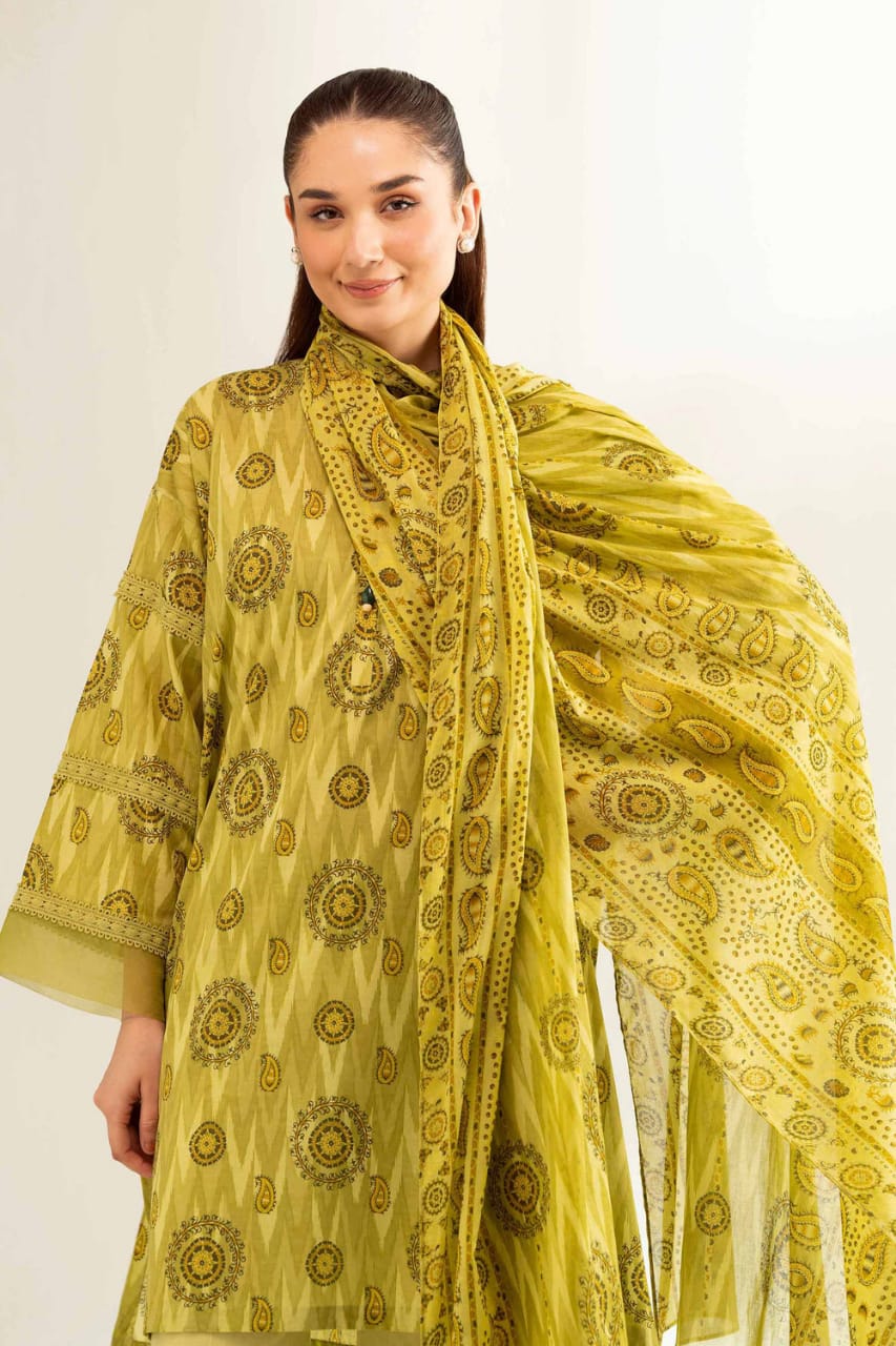 3 Pcs Unstitched Printed Lawn Suit by Nishat