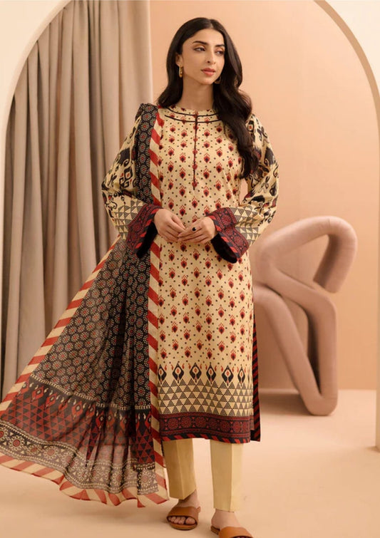3 Pcs Unstitched Printed Lawn Suit DN-450