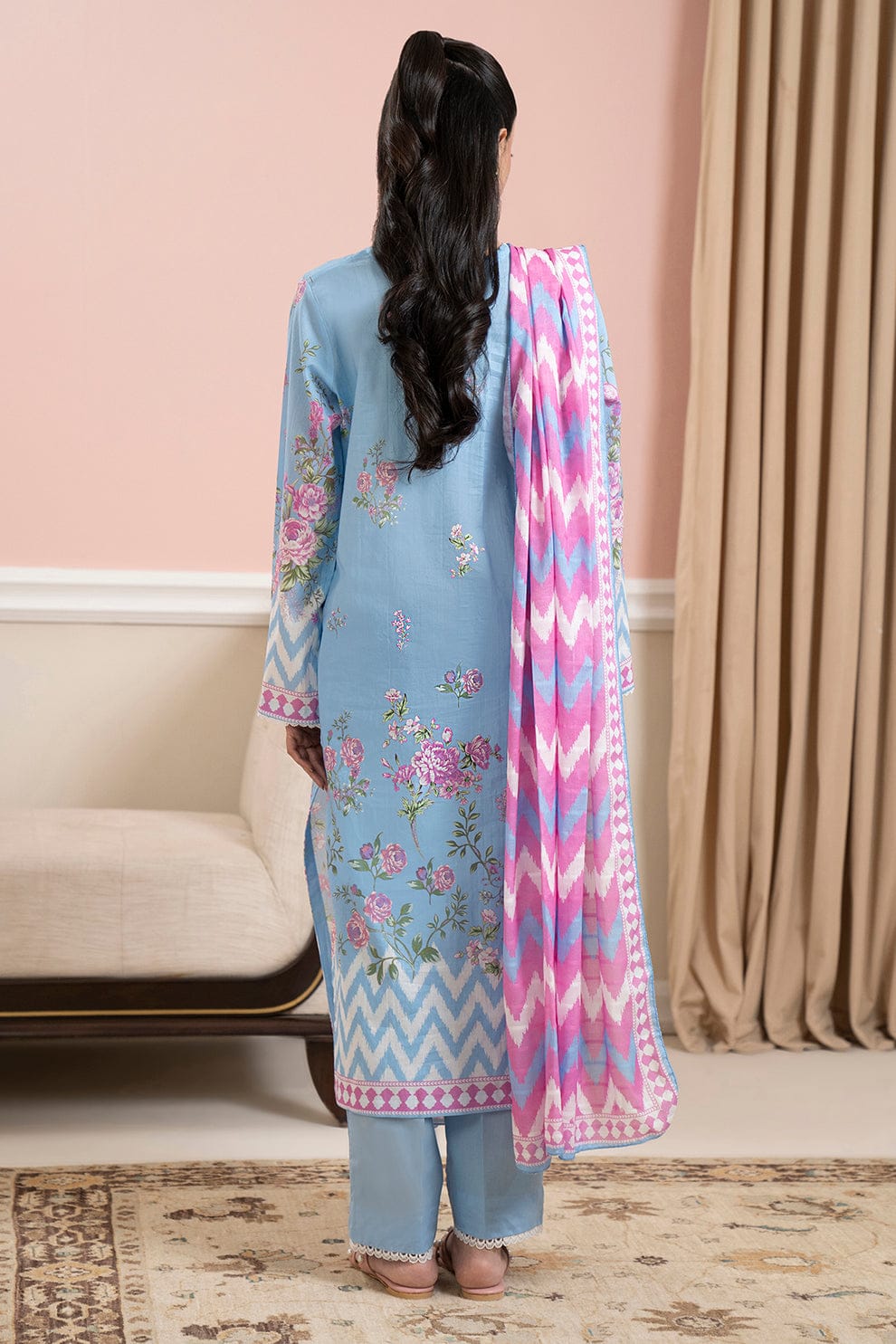 3 Pcs Unstitched Printed Lawn Suit by ZELLBURY