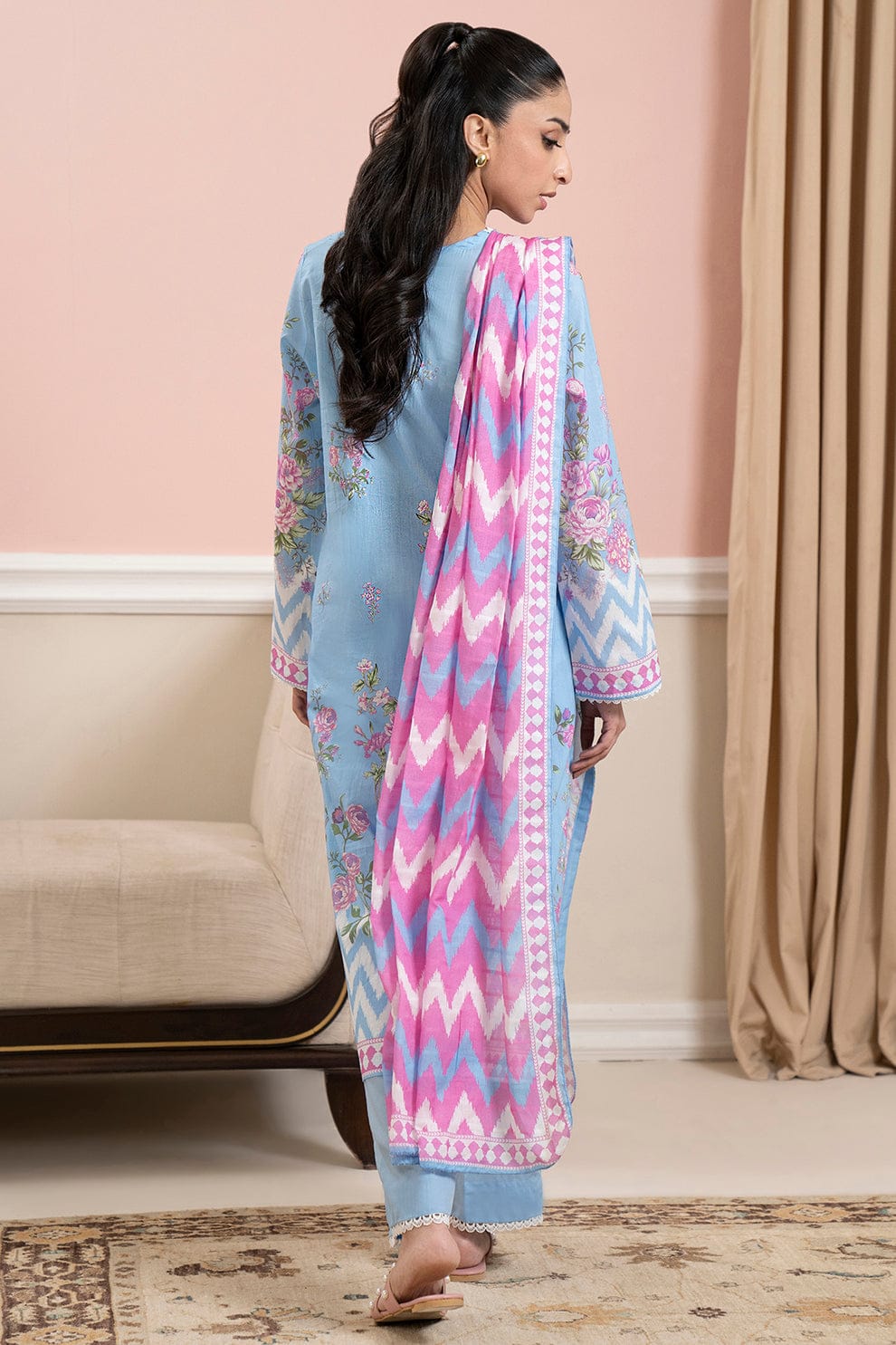 3 Pcs Unstitched Printed Lawn Suit by ZELLBURY