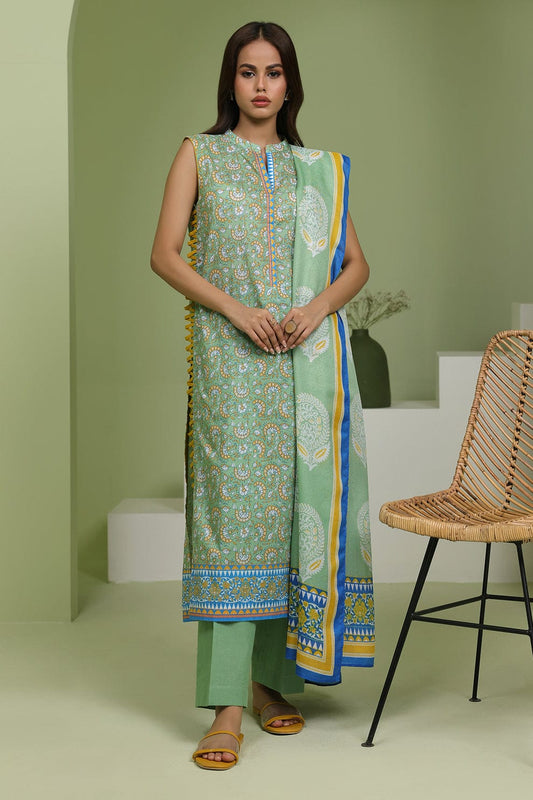 3 Pcs Unstitched Printed Lawn Suit DN-460
