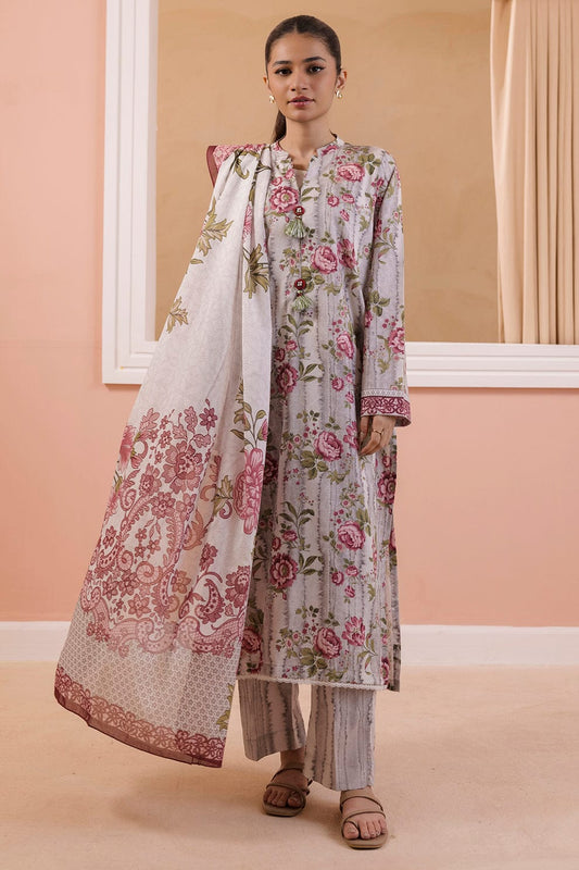 3 Pcs Unstitched Printed Lawn Suit by ZELLBURY