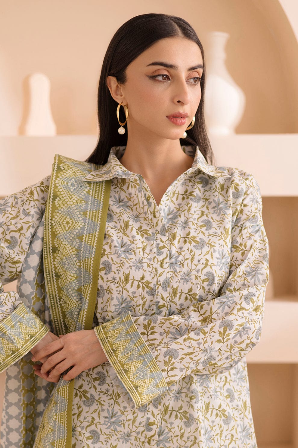 3 Pcs Unstitched Printed Lawn Suit DN-490