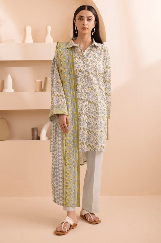 3 Pcs Unstitched Printed Lawn Suit DN-490