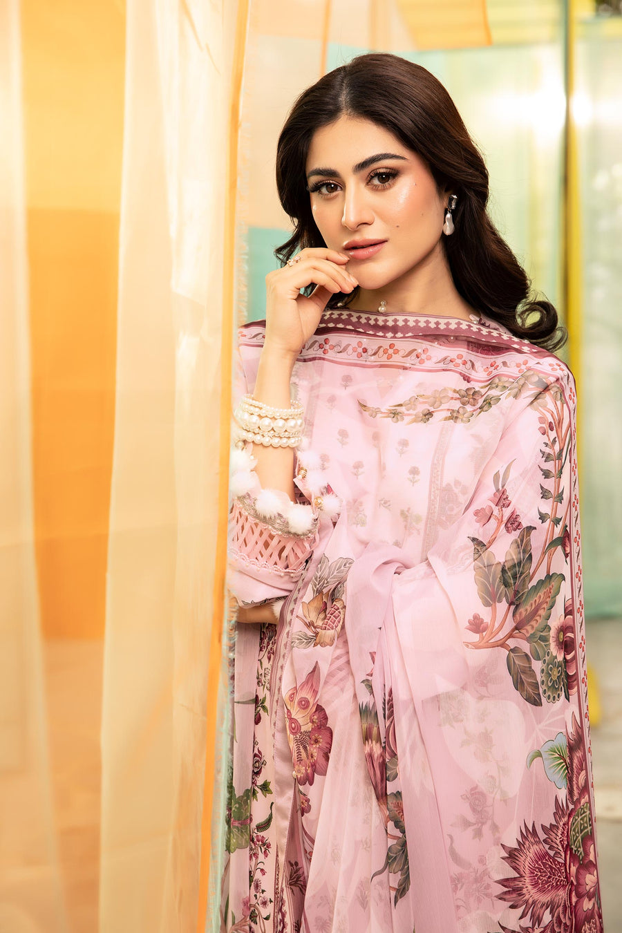 3 Pcs Unstitched Printed Lawn Suit DN-720