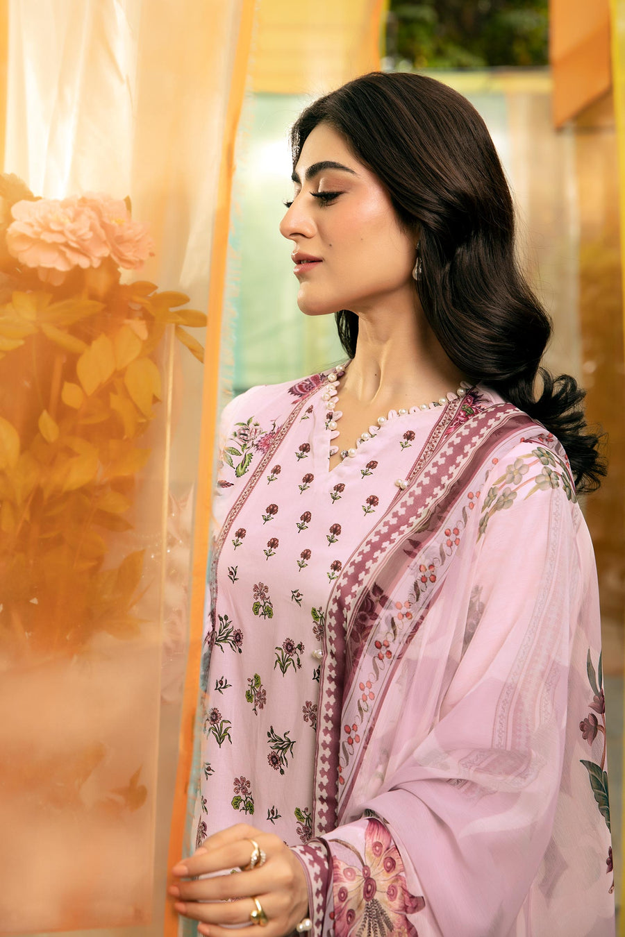 3 Pcs Unstitched Printed Lawn Suit DN-720
