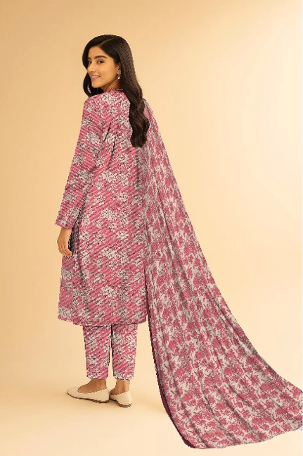 3 Pcs Unstitched Printed Lawn Suit DN-660