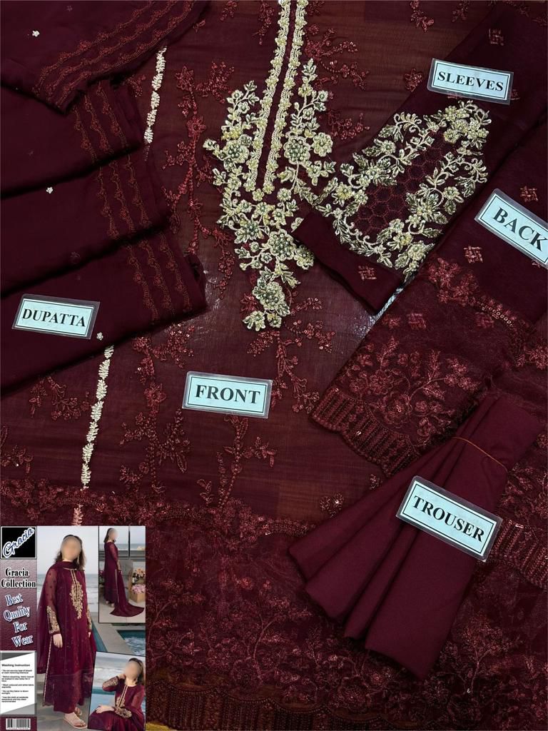 Luxury 3 Pcs Embroidered Suit