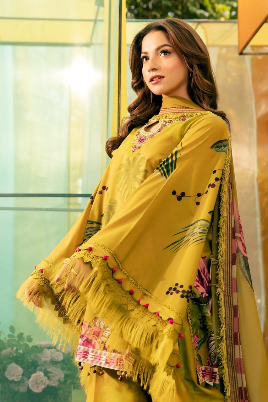 3 Pcs Unstitched Printed Lawn Suit DN-760