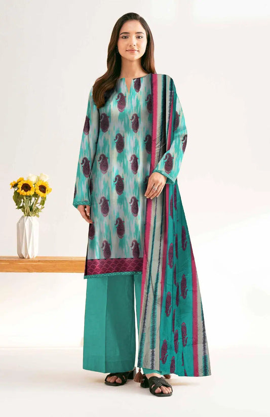 3 Pcs Unstitched Printed Lawn Suit DN-670